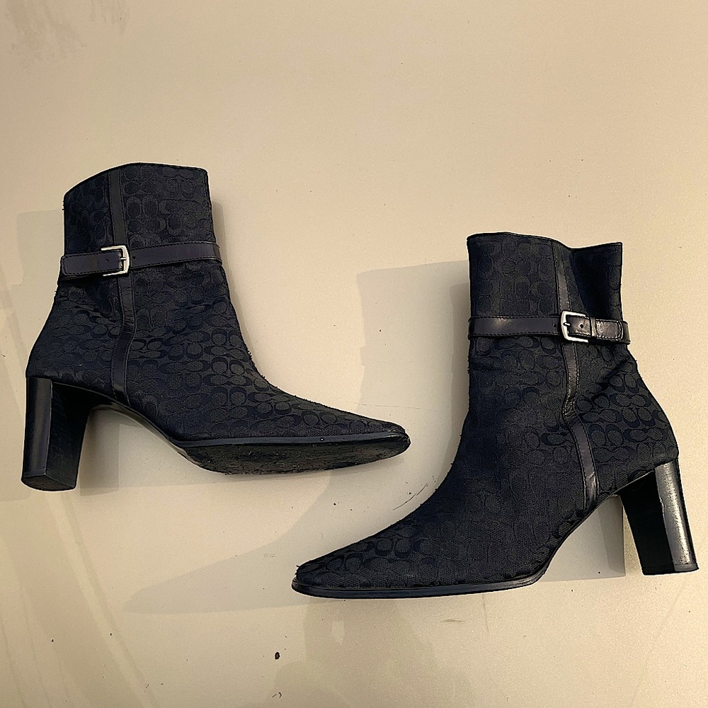 Coach Monogram Ankle Boots - Size 10B | Elegant Black Heeled Booties